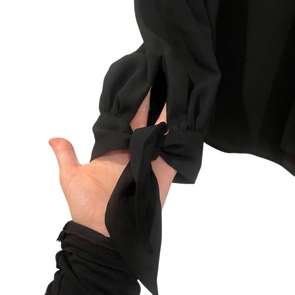 3 for $30! Express black sheer button down blouse. Size xs - Picture 4 of 8
